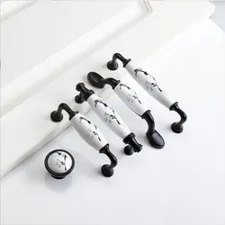 Керамика белый/черный цвет, для шкафов ручки цинковый сплав для двери кухонного шкафа ручки для выдвижных ящиков модная мебель
