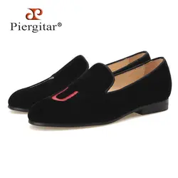 PIERGITAR/новые стильные женские бархатные туфли с вышитой буквой вечерние туфли Weddibng и банкетные женские лоферы женская обувь на плоской