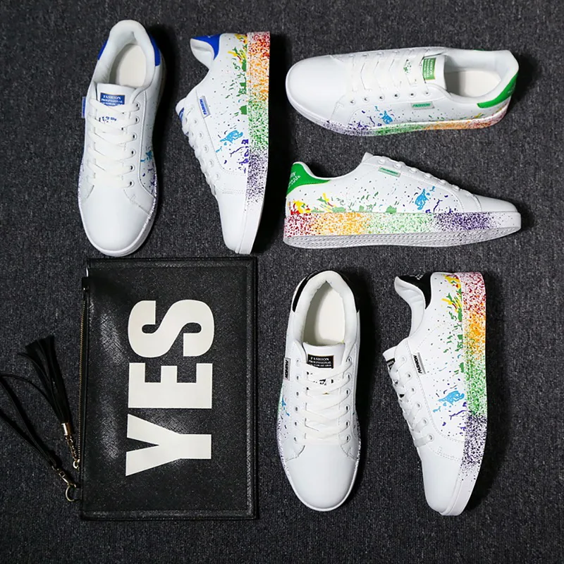 

Man's Sneakers Lace Up Leather Mixed Colors Male Single Shoes Breathable Confort Sneakers Flat Casual Sneakers Unisex Shoes