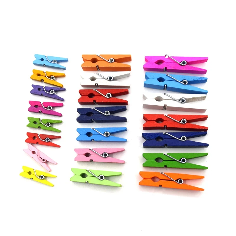 

20-50Pcs/pack Hot Sale Mini Natural Wooden Clothes Photo Paper Peg Pin Clothespin Craft Clips School Office Stationery 19331