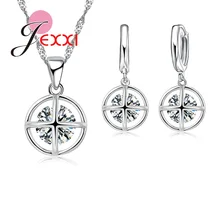 JEXXI Exquisita de Cristal Conjuntos de Joyas Para Las Mujeres Accesorios de La Boda Nupcial Plateado Plata Pendiente CZ Collares Pendientes