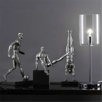 

37CM European Style Retro Do Old Silver Football Gymnast Home Furnishing Articles Resin Art & Craft Decoration G765