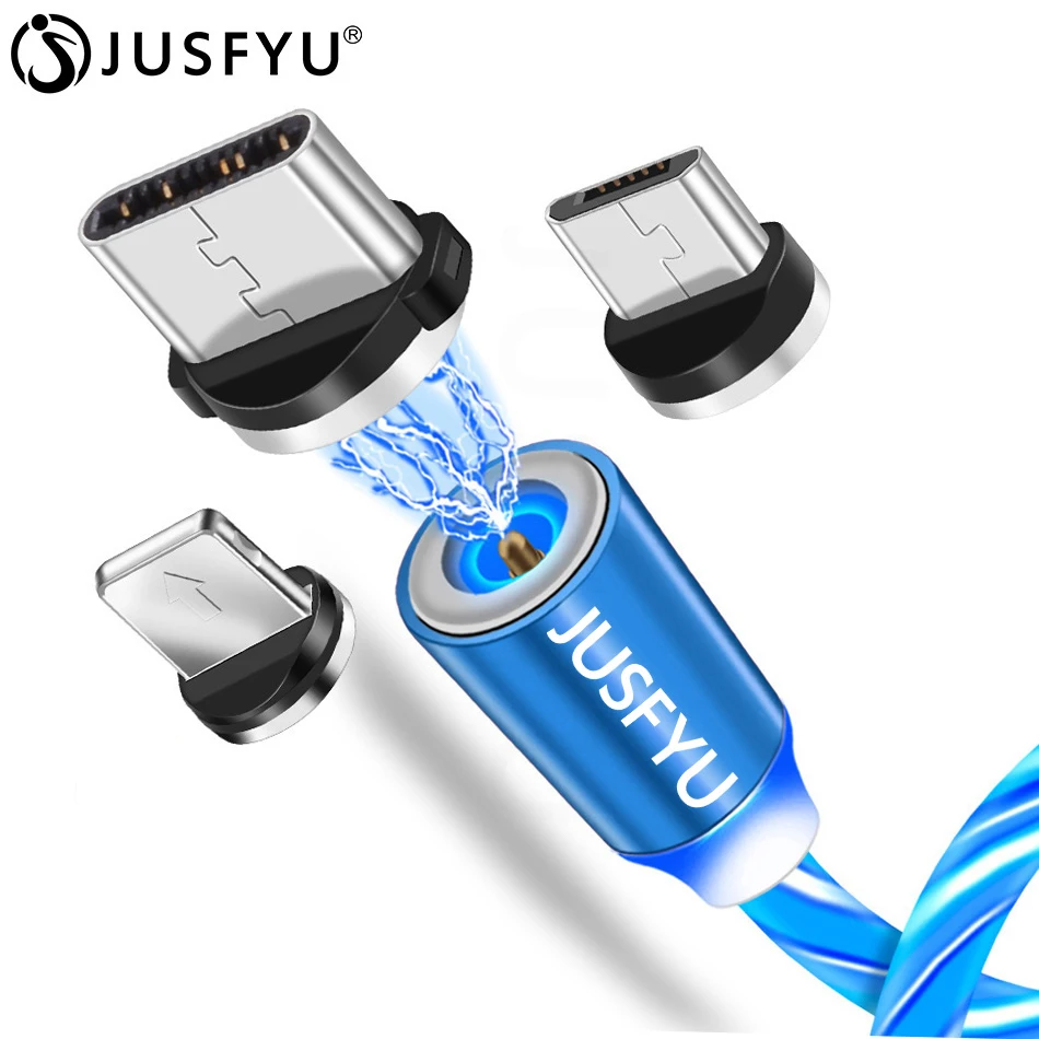 

Flowing LED Magnetic Charging Micro USB Cable Fast Charging USB Type c Cable For Iphone 7 8 6 6s Plus X XS Max XR Charger Cable