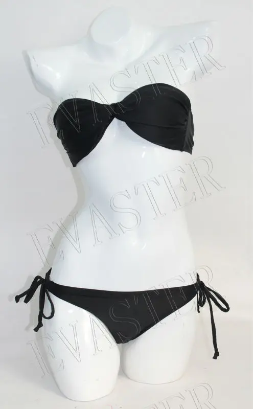 Latest design Sweet The Maya Twist Bandeau Top &amp Double-String Bottom sexy black bathing suit |