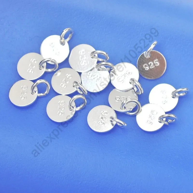 

Wholesale 100pcs Jewelry Findings Disk 925 Sterling Silver Logo For Making DIY Necklace Bracelet Accessories