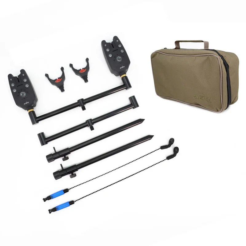 

Carp fishing set rod pod kit bag set with rod rest head buzz bar bank sticks fishing swingers fishing bite alarms set