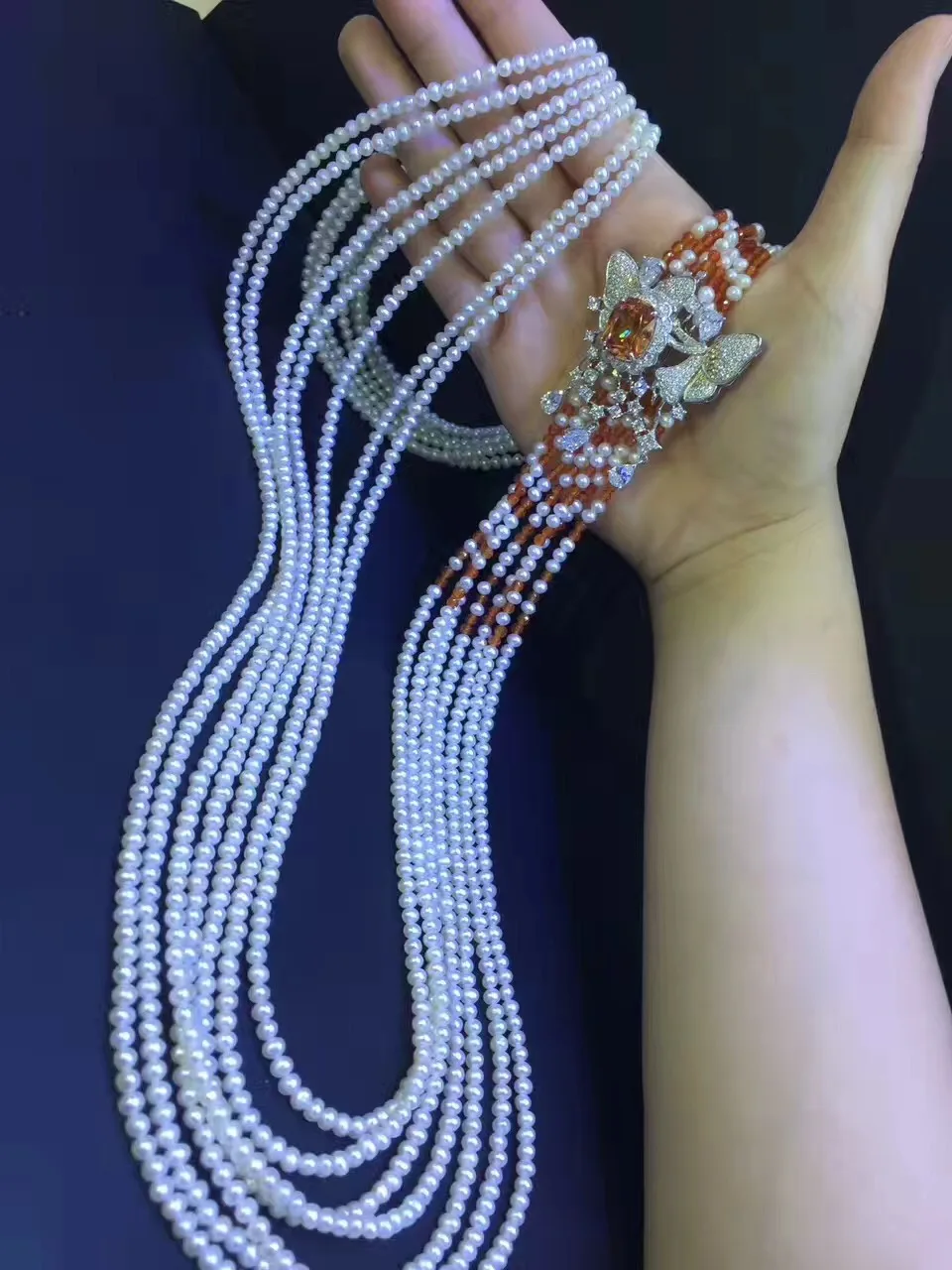Ожерелье из натурального жемчуга 3 4 мм серебра 925 пробы|silver pearl|silver long necklacesilver necklace