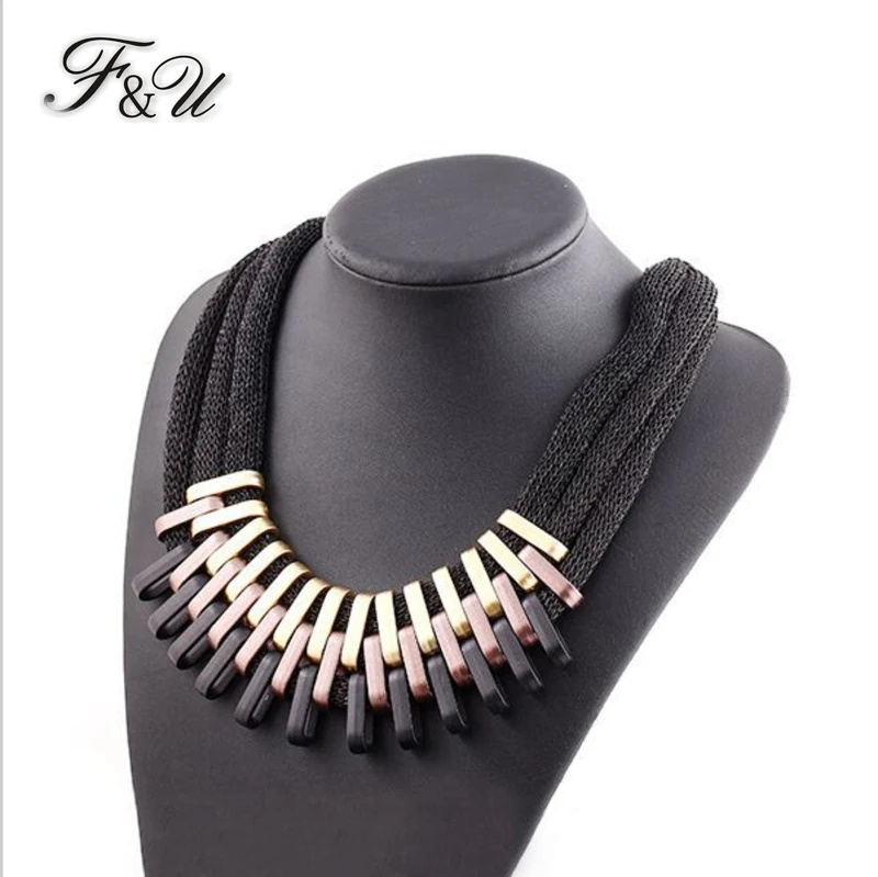 

F&U Multicolor NEW Arrival European Women Famous Brand Style Soft Weaving Net Collar Choker Necklace