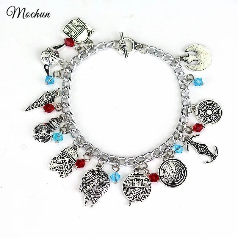 

MQCHUN Star Wars Charm Bracelet BB8 Robot, Darth Vader, Yoda, Jedi Knight Gift Idea