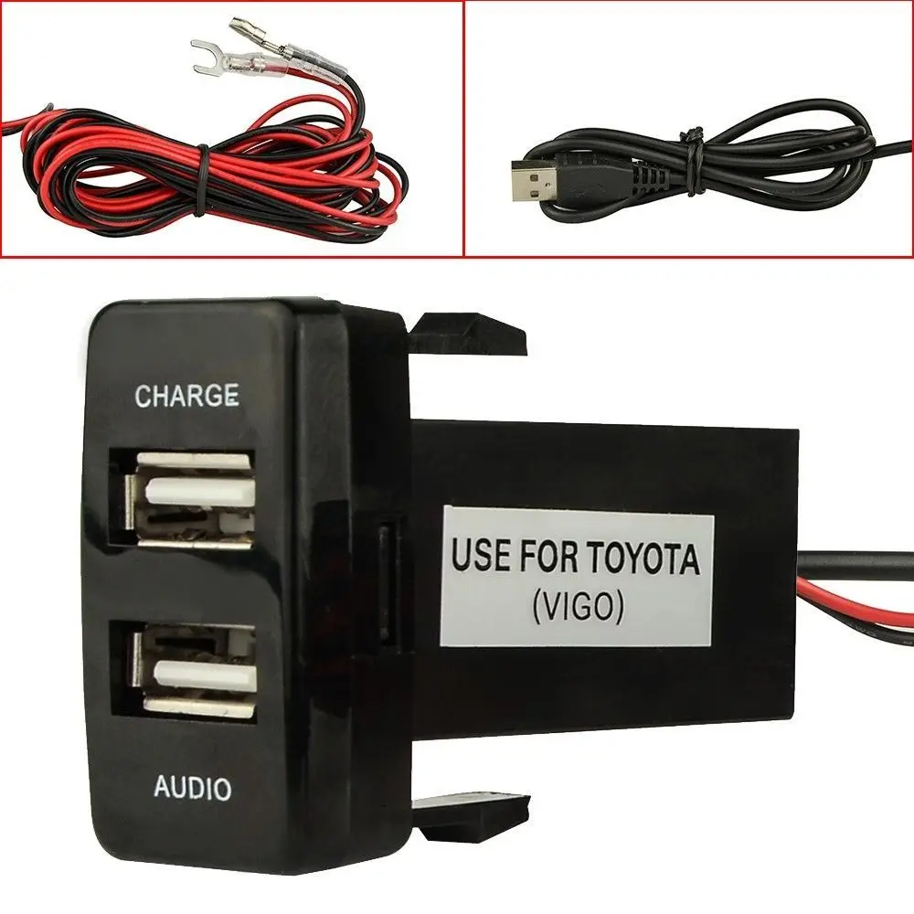 Dual Port USB Car Charger with Audio Socket for TOYOTA Series,USB
