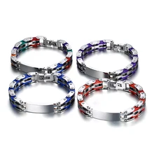 

Mens Motorcycle Bike Bracelets for Men ID Tag Engraving Male Cuff Wristbands Stainless Steel Silicone Rubber Bangles Jewelry