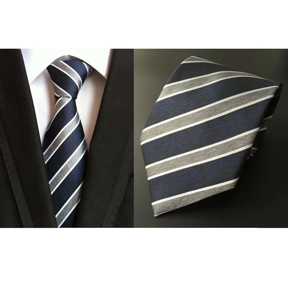 Мужские жаккардовые галстуки в полоску 8 см, Элегантные галстуки из полиэстера HZTIE0030 - Цвет: A073