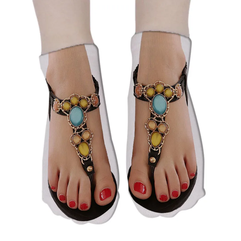 Cute Foot Printed 3D Socks For Women Kawaii Low Ankle Femme Girls Cotton Socks Casual Funny Creative Socks Happy Calcetines Sox