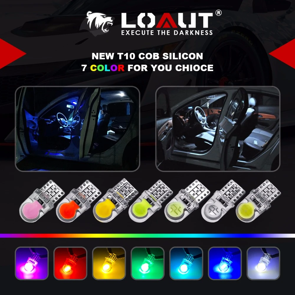 

LOAUT 1 Pair Car T10 Led Blub Canbus Cold White T10 led w5w COB Car Turn Side License Plate Parking Interior Light Lamp DC12V