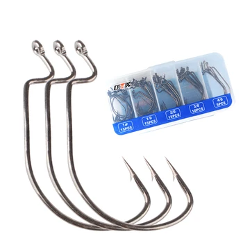 

60pcs/lot Fishing Soft Worm Hooks High Carbon Steel 1#-4/0# Wide Super Lock Fishhooks Lure Softjerk Hooks Fishing Tackle