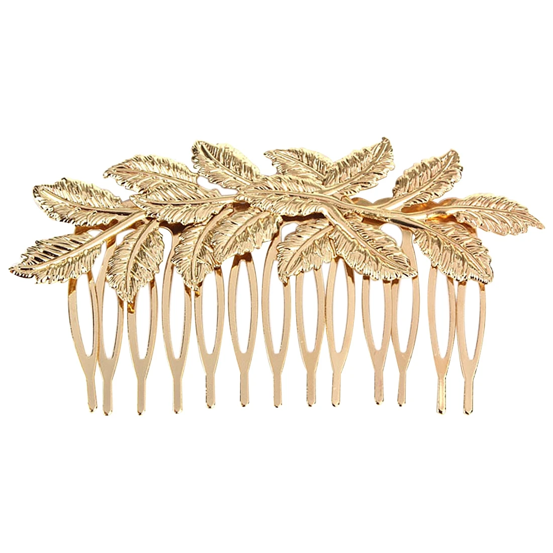 Fashion Punk Women Girls Gold Leaf Hair Comb Hair Clip Jewelry Cuddly