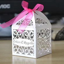 Пользовательские филигрань geschenkdozen Kleine Витте кант подарочные пакеты voor bruiloft встретился с логотипом