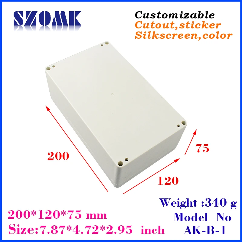 

1 piece, abs plastic waterproof enclosure boxes 200*120*75mm hot selling electronics plastic enclosure boxes, 2015 new enclosure