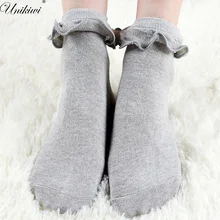 5 цветов. Женские хлопковые милые тянущиеся носки с каймой. Милые короткие носки принцессы с кружевными оборками в стиле Лолиты для девушек, носки чулочно-носочные изделия