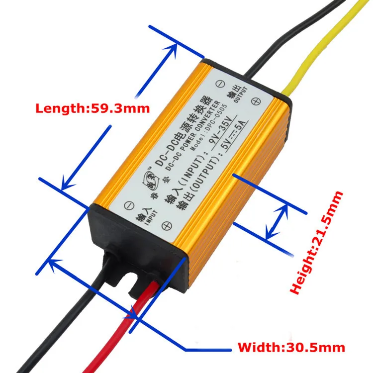 RD 5 V/12 v 5A 4 провода DC-DC понижающий Автомобильный/Автомобильный светодиодный привод питания понижающий преобразователь напряжения Регулятор водонепроницаемый