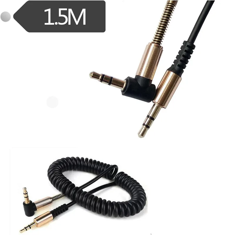 Спиральный 3,5 мм AUX кабель Mini Jack to Jack Мужской аудио вспомогательный свинцовый пк автомобиль 1,5 м