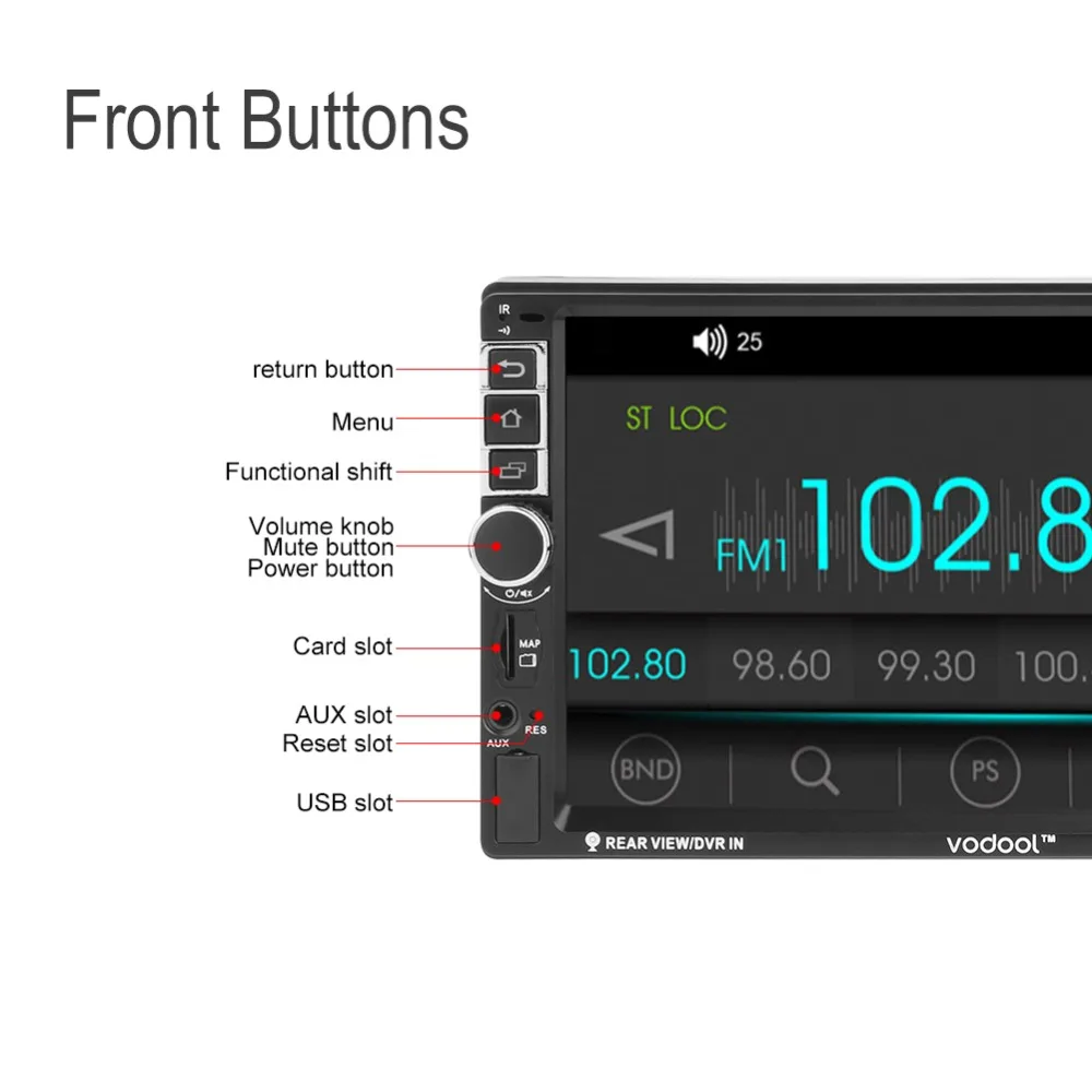 Автомагнитола VODOOL 8802 2 Din с сенсорным экраном 7 дюймов GPS Bluetooth Wi Fi|Мультимедиаплеер