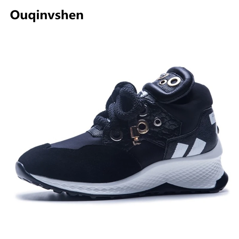

Ouqinvshen Casual Red Woman Shoes 2018 Spring Lace-Up Mixed Colors Ladies Flats Shoes Fashion High-quality Women Platforms Shoes