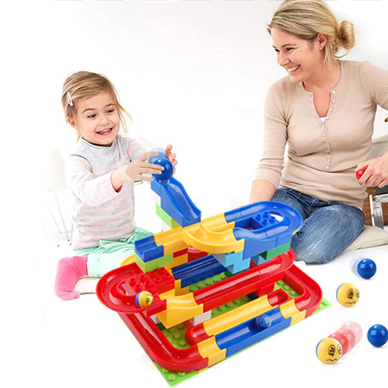 

Bead sliding track Stacking Blocks DIY Race Run Maze Balls Building Blocks Compatible bricks Gifts Toys for Children