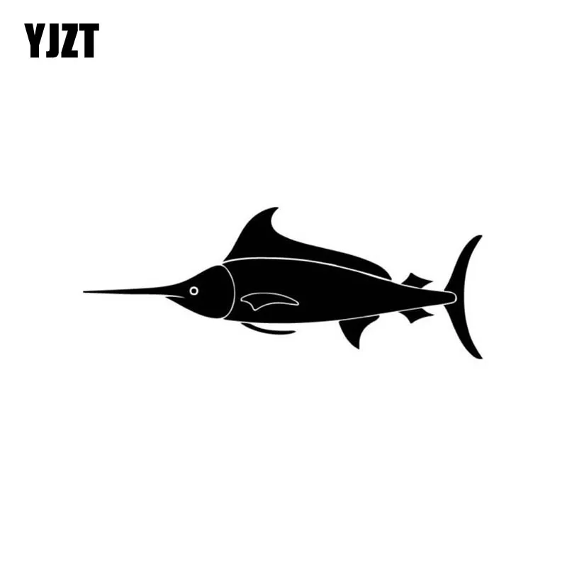 YJZT 13cm*5cm Marlin FISH Fashion Vinyl High-quality Decor Decals Car Sticker Black Silver C11-0170