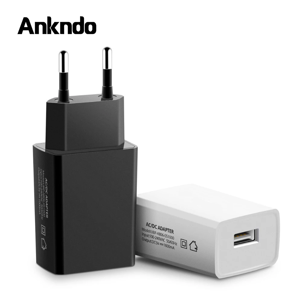 Ankndo Mini USB зарядное устройство для телефона 5 в 1 а быстрое зарядное устройство портативное зарядное устройство USB для путешествий 5 Вт адаптер EU Универсальное зарядное устройство USB адаптер питания