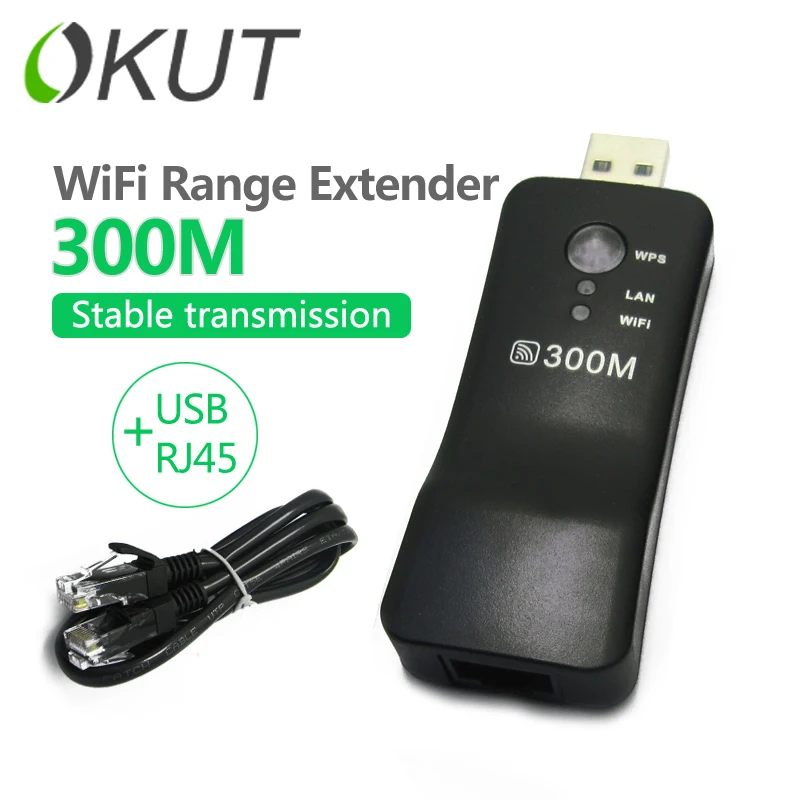 Okut 300 Мбит/с Универсальный Беспроводной ТВ WiFi адаптер сетевой карты RJ 45 Wi Fi WPS