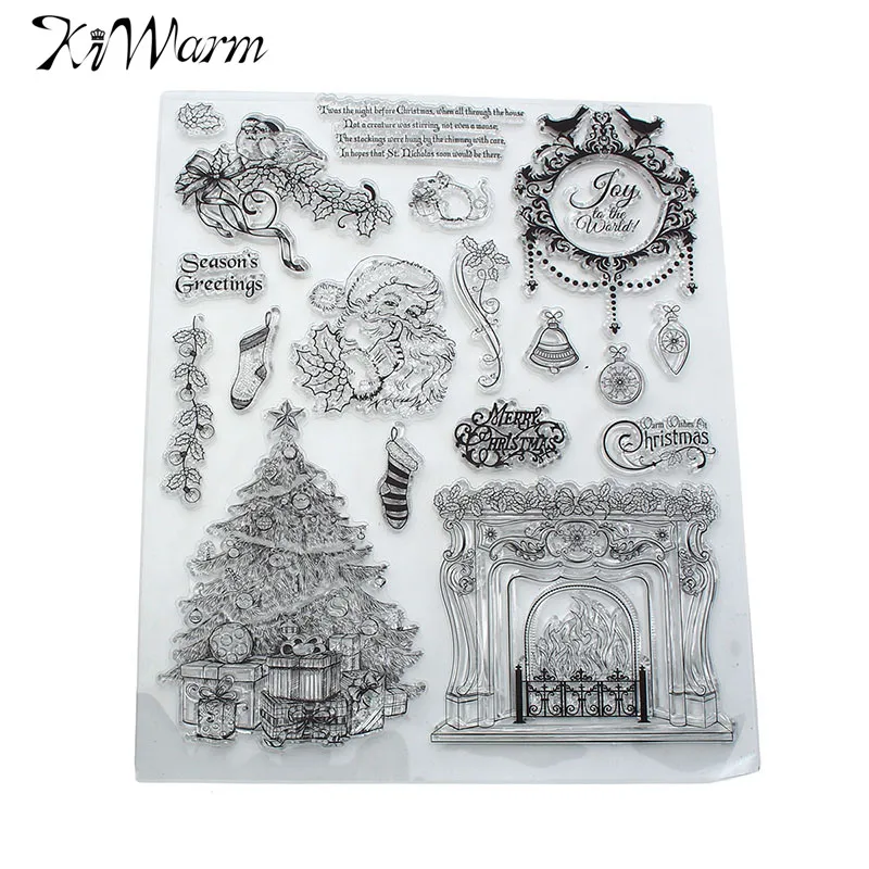 

Modern Christmas Santa Claus Fireplace Transparent Silicone Clear Stamps for Scrapbook Photo Album Cards Hand Account DIY Decor