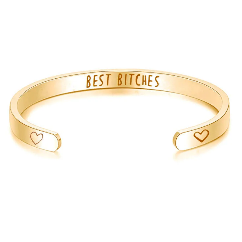 18 видов стилей "комплект брелков best Bitches" Нержавеющая сталь Выгравированная позитивная вдохновляющая Цитата манжета браслет с мантрой браслет для женщин мужские ювелирные изделия