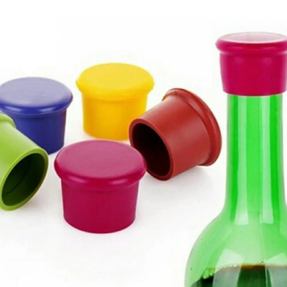 5pcs Silicone Reusable Wine Bottle Caps Assorted Colors Qualified Beer