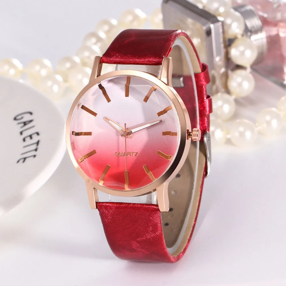 Fashion Women's Clock Ladies dress watch Popular Gradual Color Scale Convex Two Color Creative Women Casual Wriswtatch Gifts Fashion Women's Clock Ladies dress watch Popular Gradual Color Scale Convex Two Color Creative Women Casual Wriswtatch Gifts