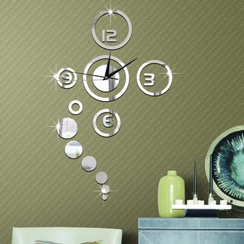 

Home DIY Decor Fashion Circles 3D Modern Mirror Wall Clock Watches Sticker Decal