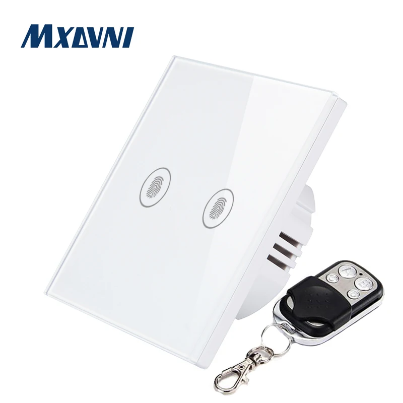 

MXAVNI EU/UK standard remote control switch,2 Gang 1 Way, wall lamp remote control switch, with mini remote control