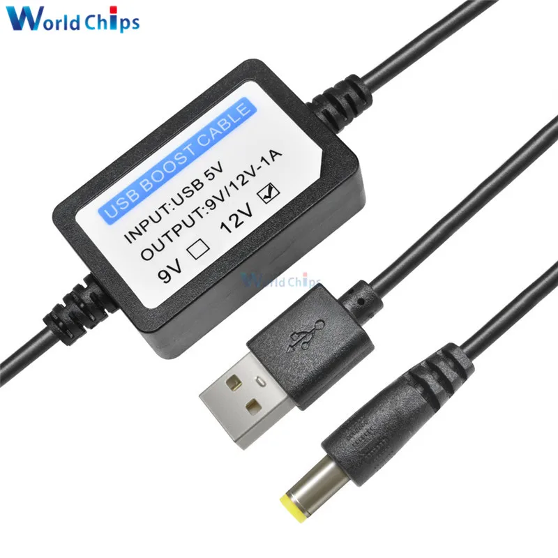 USB зарядка Мощность Boost кабеля DC 5V DC/DC 9V/12V 1A 2 1x5 5 мм шаг вверх модуль