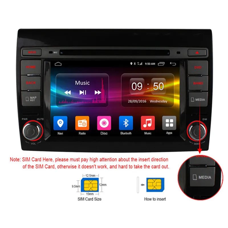 Top 1024X600 Android 6.0 Octa 8 Core CPU 2GB RAM 16GB Flash Car DVD For Fiat Bravo 2007-2014 Radio GPS Navigation Stereo 4G SIM LTE 4