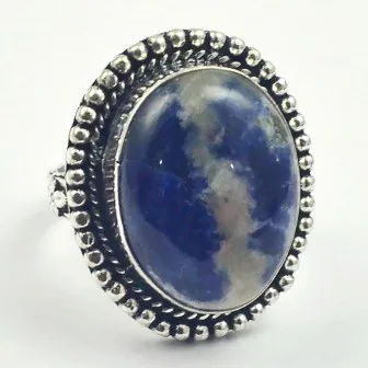 

Sodalite Ring Silver Overlay over Copper, USA Size 8.75 , R3891