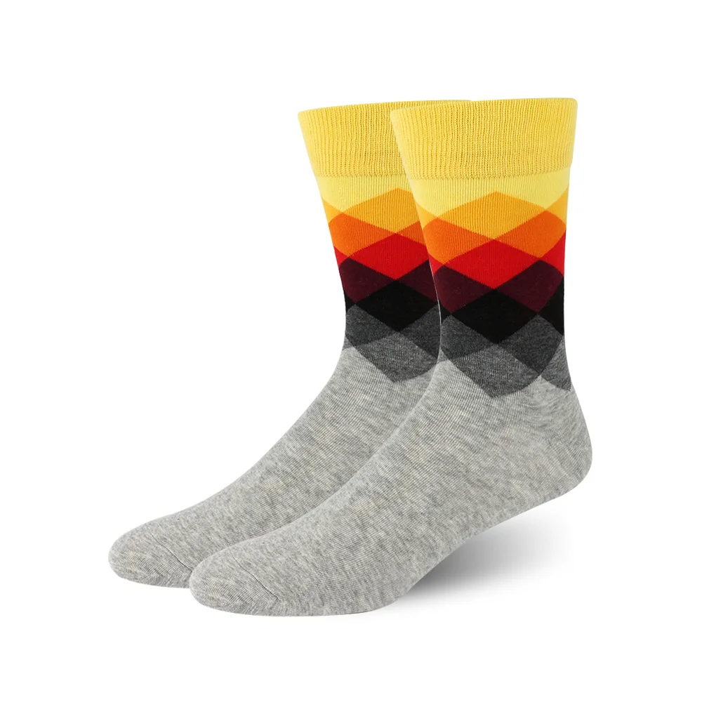 Мужские модные забавные цветные носки из чесаного хлопка, деловой бренд Harajuku, цветные носки для костюма, свадебные носки, подарок - Цвет: Style 9