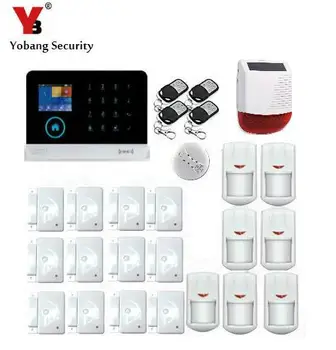 

Yobang Security Metal Remote Control Android IOS APP WIFI GSM Alarm System Sensor kits With Strobe Solar Siren Smoke Alarm