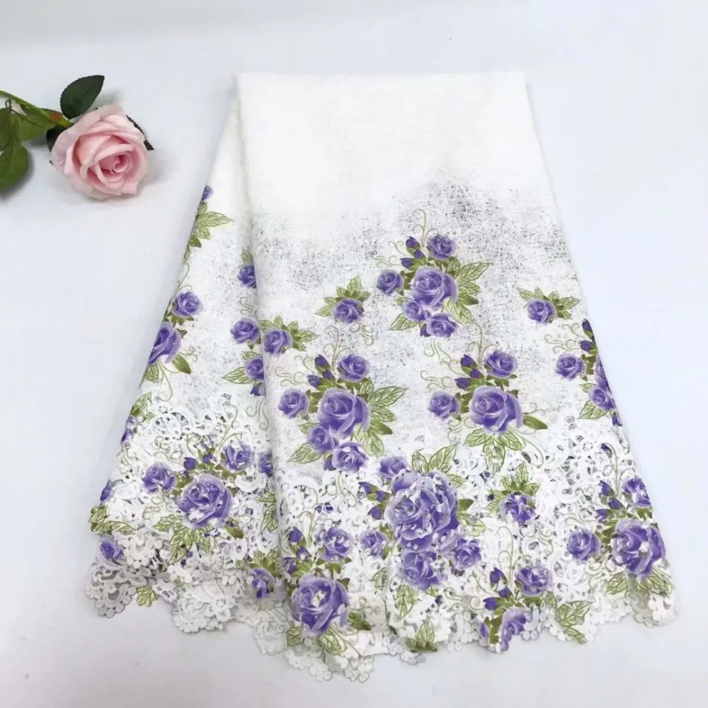 

Multi color water soluble Digital print lace African French Lace Fabric High Quality African Tulle Lace Guipure lace SML8911-33