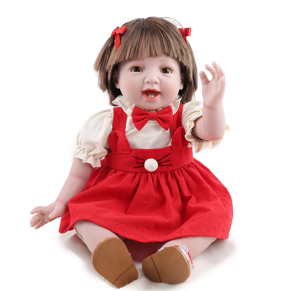 NPKDOLL 22 дюйма Reborn Doll силиконовое тело 55 см красная одежда для девочек милые игрушки