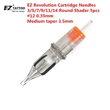 EZ Revolution картридж иглы для татуировки Круглый шейдер#12 0,35 мм Средний конус 3,5 мм для картриджа машины и ручки 5 шт./лот