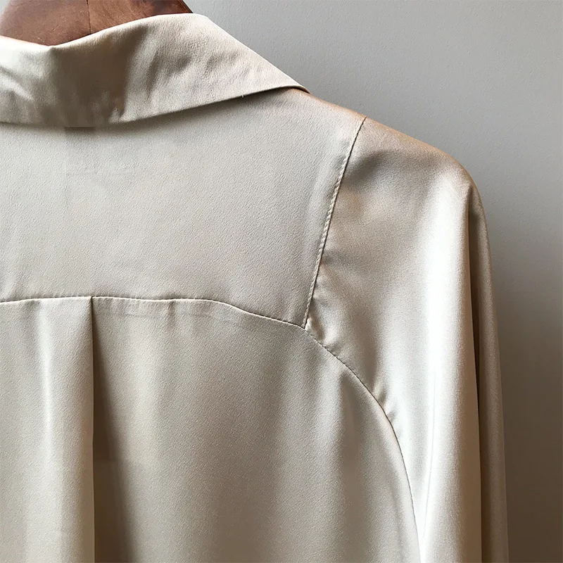 Корейская модная одежда из атласа с длинным рукавом, блуза, винтажная женская уличная рубашка с v-образным вырезом, элегантная блуза из искусственного шелка 5273 50