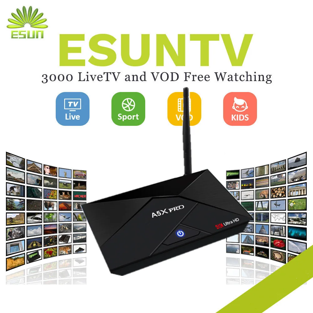 

A5X PLUS Mini 1/8G A5X PRO 2/16G Android TV Box With 1 Year ESUNTV installed Arabic IPTV Europe IPTV Italy IPTV French IPTV BOX