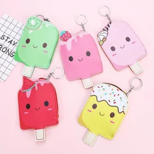 1 шт. Мультяшные фрукты в форме мороженого для женщин и девочек Кошельки для монет Сумки сумки Брелки канцелярские подарки держатели для карт