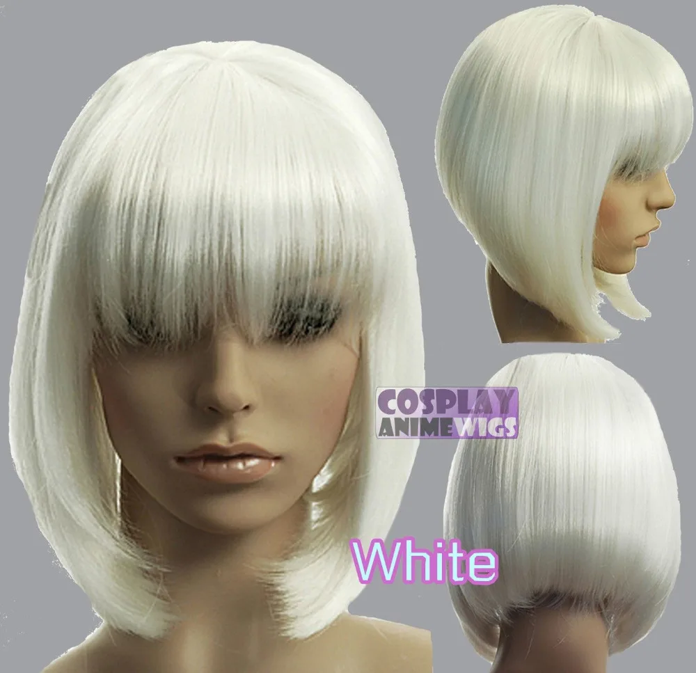 peruca hair queen New NEW STYLE Free Shipping &gt&gt&gt30cm White Heat Styleable Chic Bob short Cosplay Wigs women's |