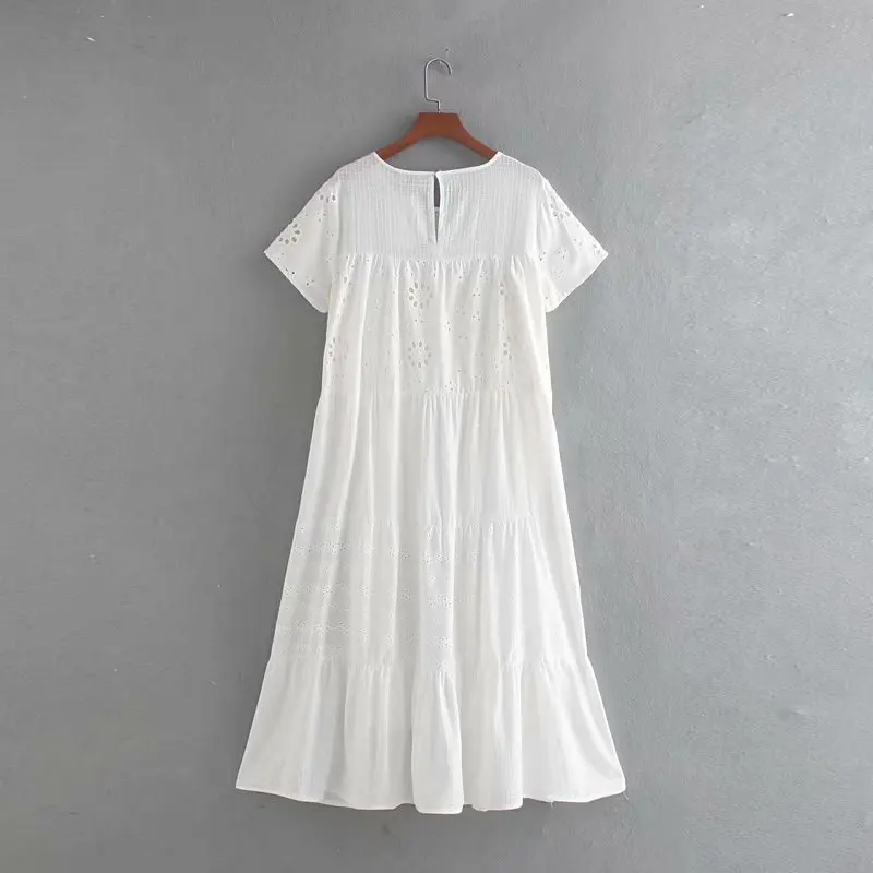 Женское летнее длинное платье с коротким рукавом, женское свободное повседневное пляжное платье с оборками, элегантное белое длинное платье vestidos